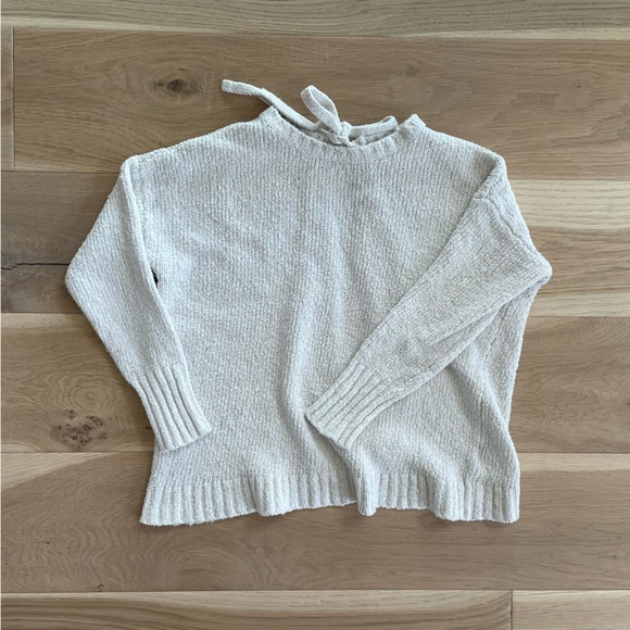 AEO Cute Tie Open Back Cream White Knit Sweater - Picture 6 of 6
